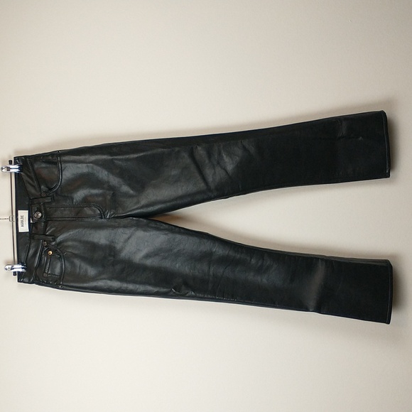 NEW AGOLDE Recycled Leather Boot Cut Pants Womens 23 Black...